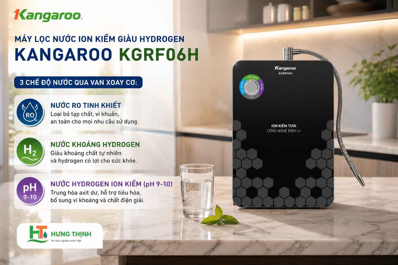 Máy tạo nước Hydrogen ion kiềm Kangaroo KGRF06H